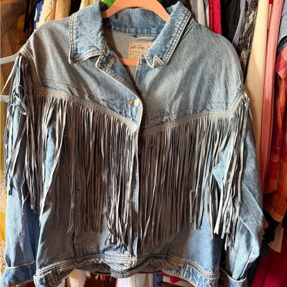 FREE PEOPLE FRINGE DENIM JACKET size medium - Picture 7 of 7